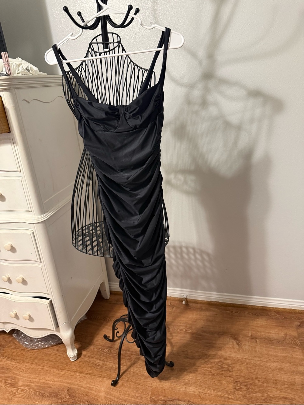 Good American Black Ruched Dress